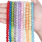 Resim 6mm(0.236inç) - 10mm(0.393inç) Buz Kalsedon Taş Yuvarlak Boncuklar Takı Yapımı DIY Bileklik ve Kolye Aksesuarları 