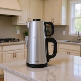 Resim Karaca 2 In 1 Çay Makinesi ve Su Isıtıcı Paslanmaz Çelik Inox 0,95 L Demlik Kapasitesi ile Hızlı Demleme 