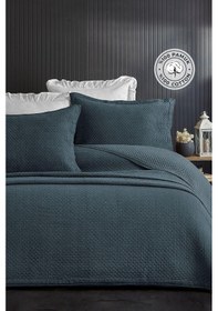 Resim Evlen Home %100 Pamuk Çift Kişilik Özel Taş Yıkama Yatak Örtüsü Lüks Yumuşak Dayanıklı Modern Vitali Mavi 