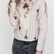 Resim Kadın Vintage Streetwear İşlemeli Ceket - Bej Renkli Çiçek Desenli, Uzun Kollu, Düğmeli, Günlük Stil, Günlük Dış Giyim | Çiçek Desenli Ceket | Dayanıklı Dış Giyim 