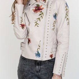 Resim Kadın Vintage Streetwear İşlemeli Ceket - Bej Renkli Çiçek Desenli, Uzun Kollu, Düğmeli, Günlük Stil, Günlük Dış Giyim | Çiçek Desenli Ceket | Dayanıklı Dış Giyim 