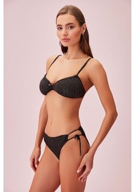 Resim Suwen Line Lurex Yanı Bağcıklı Parlak Bikini Alt Sb254301312d1312 Çizgili Simli 