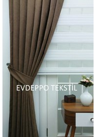 Resim Taç Soft Kahve Fon Perde Kahverengi 