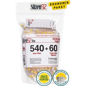Resim Süzen92 Sigara Ağızlığı Filtresi Slim 540'lı Ekonomik Poşet + 60'lı Adaptör 