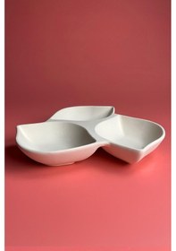 Resim 3'lü Yaprak Çerezlik - Seramik Bisküvi Ham Ürün 