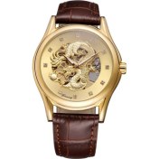 Resim Hanyang Altın Forsınıng Siyah Mekanik Saat Içi Boş Kristal Ölçekli Ejderha Mekanik Saat Kemer Izle Yuvarlak Saat (Yurt Dışından) 