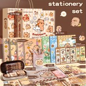 Resim Capybara-Themed Stationery Gift Set, bir not defteri, bir bookmark ve aksesuarlar içeren premium yazma aracı kombinasyonu, çalışma, mezunluk, günlükler ve doğum günü hediyeleri, banket hediyeleri ve parti hediyeleri için uygun, kağıt malzemesi. 