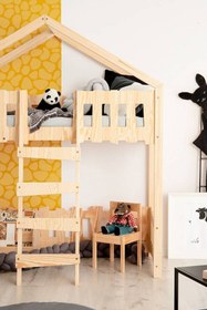 Resim MiniWood Montessori Yatak Ranza Çocuk Karyola Oyun Evi 