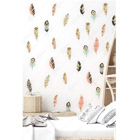 Resim MSticker Bohem Tarzı Kuş Tüyleri 68 Adet Çocuk Bebek Odası Sticker Seti 