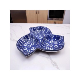 Resim Sharp & Art Seramik Kahvaltılık, Sosluk, Çerezlik ve Sunum Tabağı, 3 Bölmeli Elişlemesi 