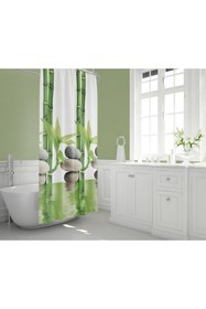 Resim Zethome Banyo Perdesi 1x240x200 Tek Kanat Duş Perdesi Halka Hediyeli Duşakabin Perdesi 10056 