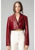 Resim Dericlub Wm034 Gerçek Deri Crop Blazer Kadın Ceket 