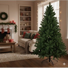 Resim 210 Cm Yılbaşı Çam Ağacı 720 Dal Demir Ayaklı Lüks Dökülmeyen İthal Ağaç Diğer 