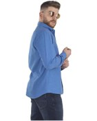 Resim Gallini World Minimalist Uzun Kol Erkek Gömleği - Günlük & İş Mavi 