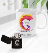 Resim Bk Gift Kişiye Özel Grafiker Tasarımlı Kupa Bardak Ve Benzinli Çakmak Seti-2 