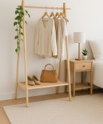 Resim pinoxi Ahşap Ayaklı Elbise Askılık Konfeksiyon Askılık 148x30x60 Cm 