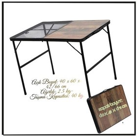 Resim Uyguna-yakala Kamp Masası - Izgaralı - Katlanabilir Ahşap -mlz.340 Çok Renkli 