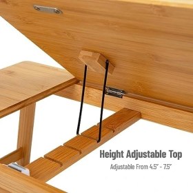 Resim Teknocan Reader Dizüstü Bilgisayar Diz Tepsisi, Katlanır Masa, Çekmeceli, Katlanabilir Bacaklar, Kahvaltı Tepsisi, Kahverengi, 8 Inç U x 20,88 Inç G x 13 Inç Y 