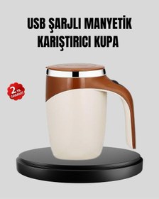 Resim Tek Usb Şarjlı Manyetik Karıştırıcı Kupa Otomatik Karıştırma Paslanmaz Çelik Najmaddin Diğer 