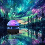 Resim 1 adet LED Kuzey Işıkları Aurora Projektör Lambası, Kızılötesi Sensörlü, USB ile Çalışan İç Mekan Aydınlatması, Uzaktan Kumandalı Plastik Siyah Aurora Borealis Işığı, Yatak Odası, Oturma Odası ve Özel Etkinlikler için 