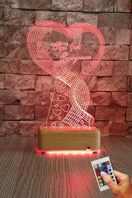 Resim Vipyol Kalp Tasarım 3d Led Gece Masa Lambası 