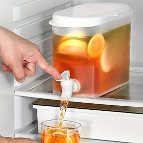 Resim 1 Adet Büyük Kapasiteli Manuel Koluyla İçecek Dağıtıcı Musluklu - Elektrik Gerektirmez, Limonata, Buzlu Kahve, Soğuk İçecekler için Dayanıklı Plastik Konteyner - Buzdolabı Dostu Ev Mutfak Gereçleri 
