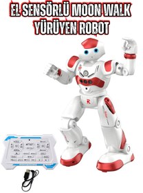 Resim giffy Oyuncak Uzaktan Kumandalı El Sensörlü Akıllı Robot Şarjlı Led Işıklı Sesli Müzikli Moonwalk Dans 