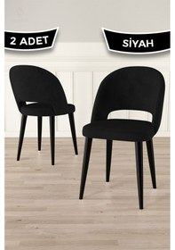 Resim Canisa Pane Serisi 2 Adet Siyah Mutfak Sandalyesi Babyface Kumaş Siyah Ayak Siyah Sandalye Siyah Ayak 