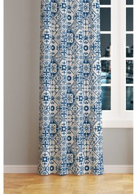 Resim Türkiye Etnik Desenli Süet Oturma Odası Salon Fon Perde Baskılı Ekstrafor Büzgü Tek Kanat Prd-1085 Çok Renkli 