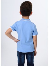 Resim Toontoy Kids Toontoy Erkek Çocuk Polo Yaka Çıtçıtlı Kısa Kollu Baskılı Tişört 23363 Mavi 