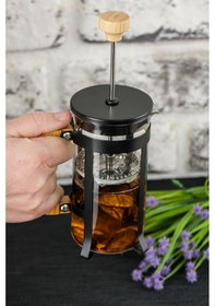 Resim Lüx Cam 350 Ml French Press Siyah Altın 