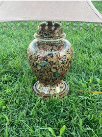 Resim Çiçek Motifli Porselen Abajur 65 CM 