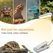 Resim 1 adet akvaryum klips ışığı, üç renk ayarlanabilir, USB şarj edilebilir, sürüngen evcil hayvan klips ışığı, amfibi doldurma ışığı, dekoratif balık ortam ışığı, kertenkele/tek boynuzlu at/kaplumbağa/balık, çeşitli dekoratif evcil hayvana uygun 