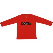 Resim Popique Organics Rock Uzun Kollu Kırmızı Organik T-Shirt 