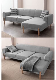 Resim Mocha Sırt Mekanizmalı Köşe Koltuk Takımı Gri 