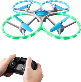 Resim Uzaktan Kumandalı LED Işıklı Başlangıç Seviye Drone Quadcopter Kamerasız Havada Sabit Kalma Özelliği 