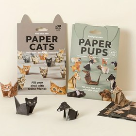 Resim 50'li Kağıt Kediler & Yavru Köpekler El İşi Seti - Sevimli Katlanabilir Hayvan Süsleri, Püsküllü Kedi, Kaplumbağa Zımbalı Köpek ve Yavru Kedi Tasarımları 