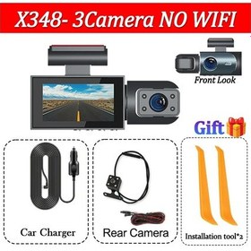 Resim Arabalar İçin 3channel Araba Dvr'ı 1080p Dash Kamera Wıfı Ön & Kablosuz Araç 32g X348-no Wıfı-3cam 