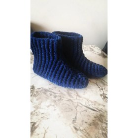 Resim Merut Style El Örgüsü Kadife Ip Mavi Ev Botu Panduf 