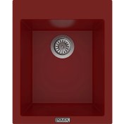 Resim POLEX Cristalüx Granit Evye P-05 Bordo Tezgah Altı Ve Tezgah Üstü Kare Mutfak Evyesi 41x51cm 