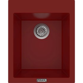 Resim POLEX Cristalüx Granit Evye P-05 Bordo Tezgah Altı Ve Tezgah Üstü Kare Mutfak Evyesi 41x51cm 