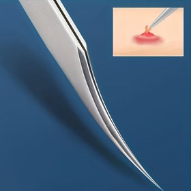 Resim Gelişmiş gümüş paslanmaz çelik hassas cımbız, ultra keskin kaş ve barb çıkarıcı, tüm açık bej renkli yüz siyah noktaları temizliği için uygun, ince uçlu tasarım 