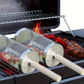 Resim 3 adet BBQ Kafesi *1 + Çatal *1 + saç tokası *1 Paslanmaz Çelik Izgara Sepeti Tutacaklı Yanma Önleyici Tasarım BBQ Aracı Seti, Taşınabilir Açık Hava Izgara Temelleri, Yuvarlak Ateş Piti Pişirme Kafesi, Barbekü Kamp Izgara Aksesuarları için Uygun, Izgara Erkekleri / Babalar Hediyesi için Temel Araçlar 