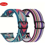 Resim Cloud011 2 Adet Yeşil Ok Renkli Esnek Nylon Örgü Solo Loop İwatch Ultra Seri 10 9 8 7 6 5 4 3 2 1 Se Kayışı 