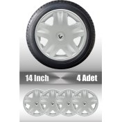 Resim Renault Kangoo Trafic Modus 14" Inç Uyumlu 4 Adet 1 Takım Gri Kırılmaz Esnek Jant Kapağı 018 