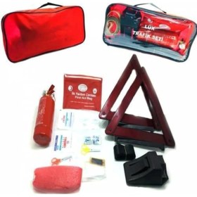 Resim Trafik Seti Profesyonel Araç Muayene Ile Uyumlu Ilk Yardım Seti Tüv Türk Ile Uyumlu Kare Çantalı 