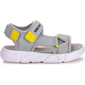 Resim Kiko Kids Cırtlı Yürüyüş Erkek Çocuk Sandalet 2722-27 Gri - Sarı 