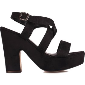 Resim Fitbas 111096 008 Kadın Siyah Süet Büyük & Küçük Numara Platform Ayakkabı 