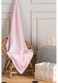 Resim Toffy Toz Pembe Harf İşlemeli Örgü Bebek Battaniyesi 100x100 Pembe 