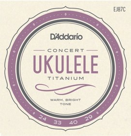 Resim Daddario Ej87C Titanium Ukulele Concert Takım Tel 